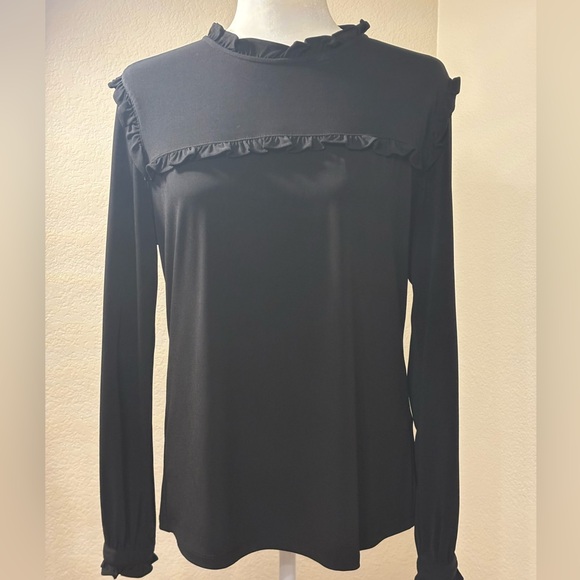 Karl Lagerfeld Tops - Karl Lagerfield, long-sleeved ruffled blouse,  Medium